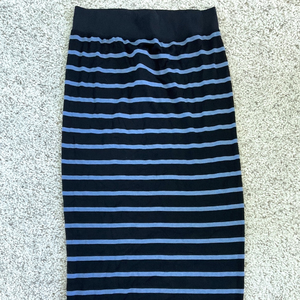 Hardtail pencil midi skirt black and blue stripes size M NWT